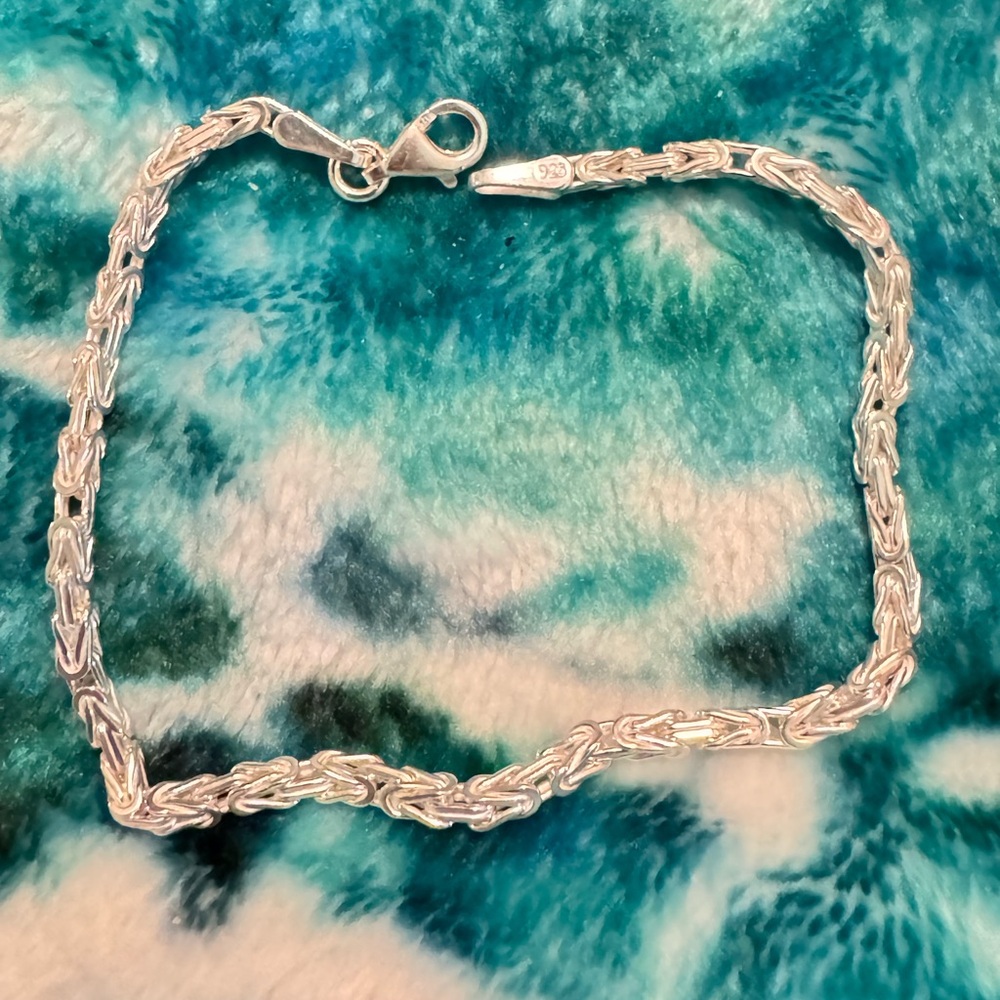 925 Sterling Silver Byzantine size 7.25” 1.5mm Bracelet $95